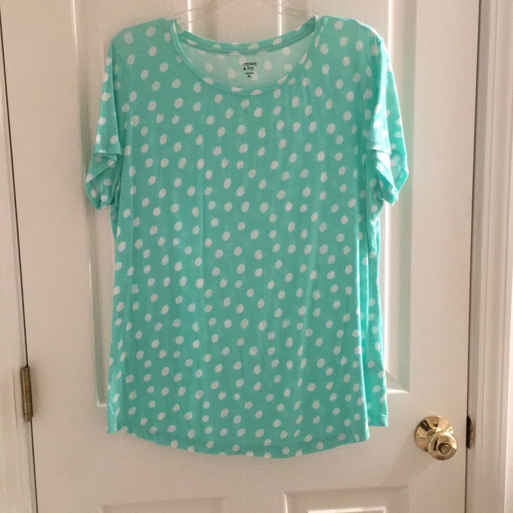 Crown & Ivy short sleeve polka dot shirt